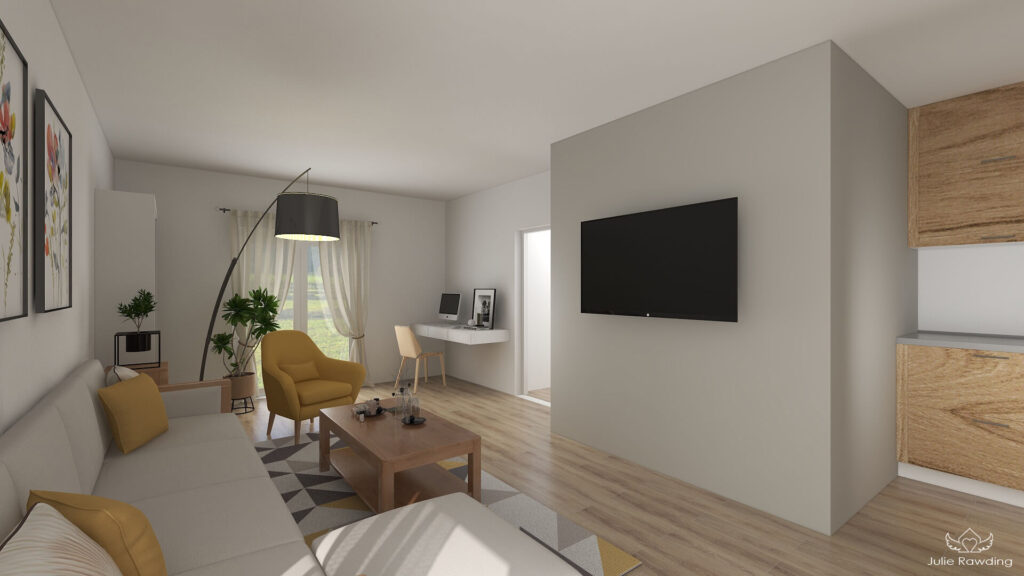 holistic interior design - yellow living room