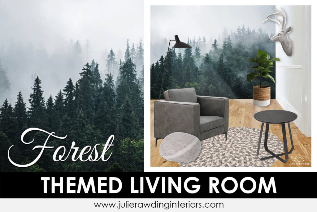 forest themed living room - green colours