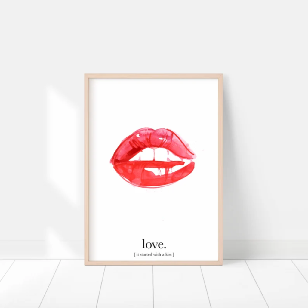 Watercolour Lips Print, home decor inspired by lips