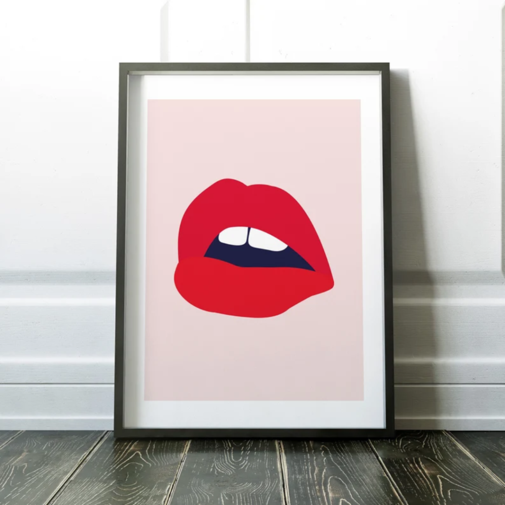 Red Lips Salmon Print