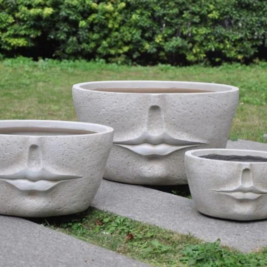 Stone Face Lips Planter Pots, home decor inspired by lips