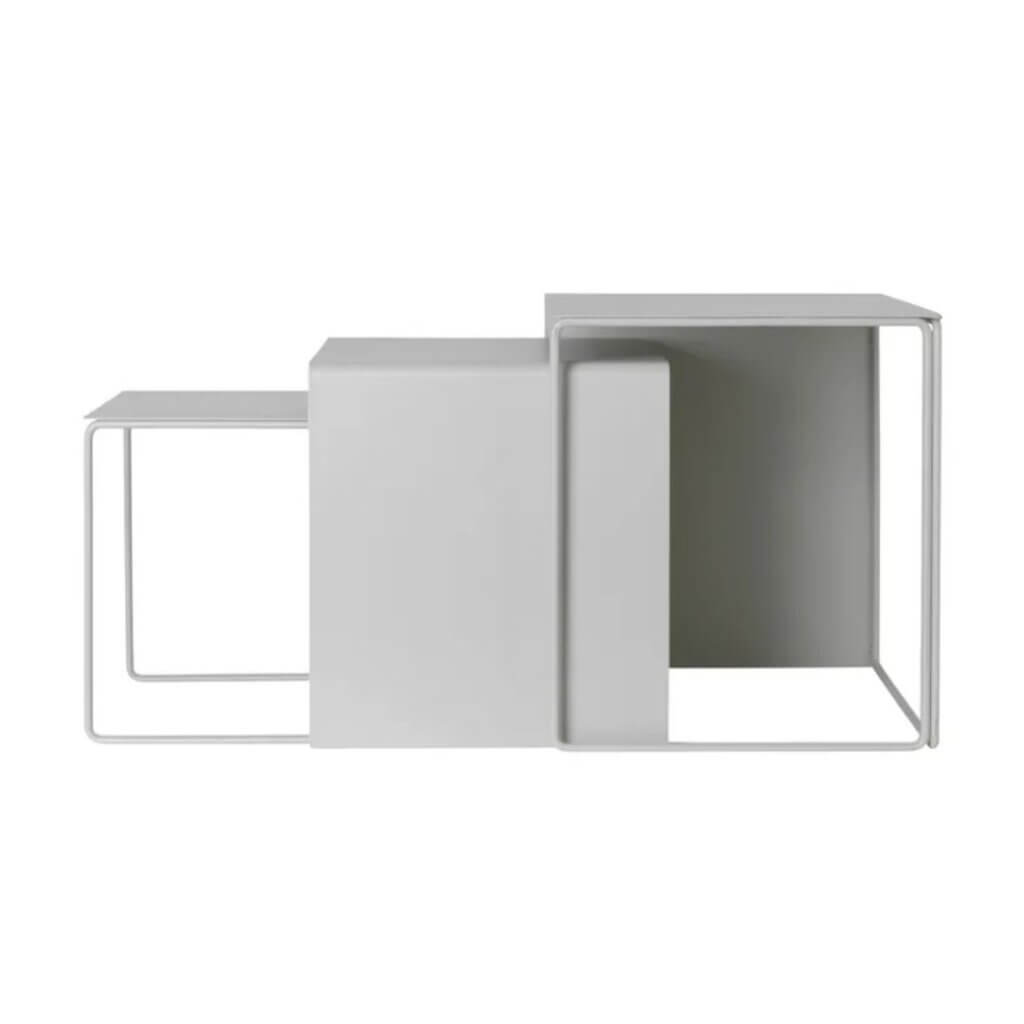 living room with grey - Cluster table 3-pack