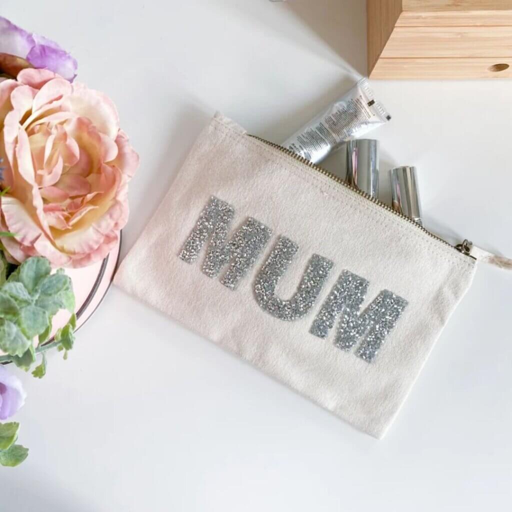 Mother's Day - Rhinestone Letter mum makeup bag